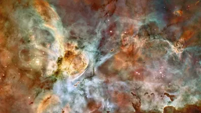 Image en fausses couleurs de la nébuleuse de la Carène prise grâce au Télescope spatial Hubble