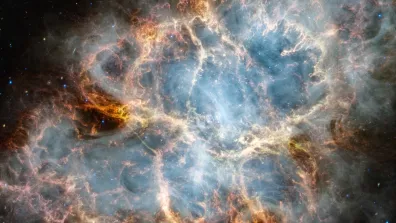 Image de la nébuleuse du Crabe obtenue par les instruments NIRCam et MIRI du télescope spatial James Webb