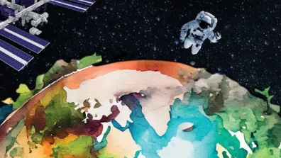 Un satellite, un astronaute et un ballon en orbite autour de la Terre