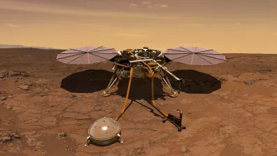 Vue d’artiste de l’atterrisseur InSight sur Mars