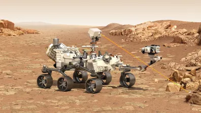 Vue d’artiste du rover Perseverance sur Mars