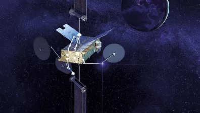 Vue d’artiste d’un satellite intégré sur la plateforme Space Inspire