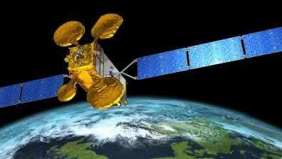 Vue d’artiste d’un satellite utilisant les technologies du projet THD-Sat