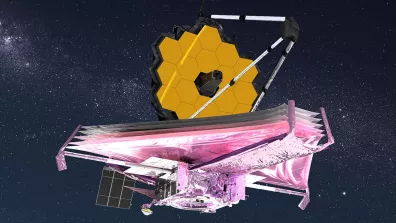 Vue d’artiste du télescope spatial James Webb