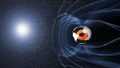 Le champ magnétique protège la Terre du vent solaire.
