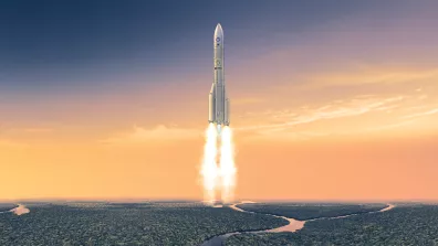Illustration d'Ariane 6 décollant pour l'espace