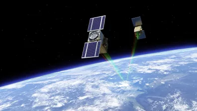 Vue d’artiste des 2 nanosatellites de la mission C3IEL