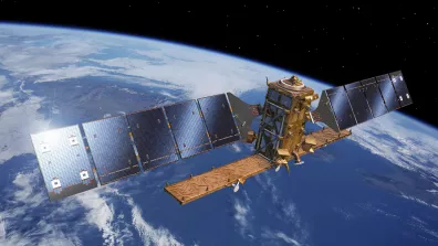 Vue d'artiste du satellite Sentinel-1C. Vue d'artiste du satellite Sentinel-1C.