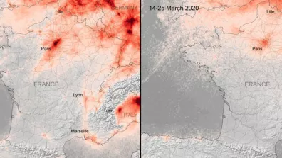 Cartes des concentrations de dioxyde d'azote en France en 2020