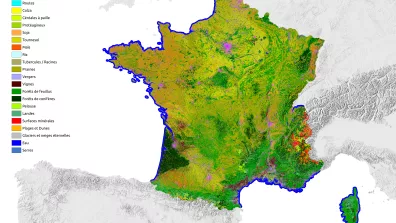 Carte d'occupation des sols de la France en vingt classes pour l'année 2022