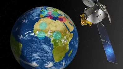 Illustration du satellite militaire Athena-Fidus, ciblé par une manœuvre d’approche inamicale en 2018. Illustration du satellite militaire Athena-Fidus, ciblé par une manœuvre d’approche inamicale en 2018.