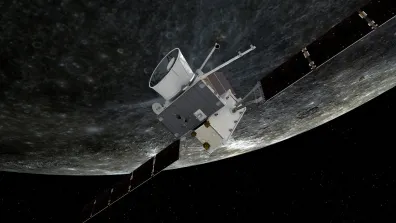 Illustration de BepiColombo s’approchant de Mercure