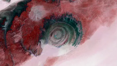 La structure de Richat dans le désert mauritanien, capturée par Sentinel-2B