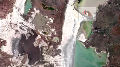 Image satellite des grands salars du bassin de Makgadikgadi et de la cuvette de Sowa