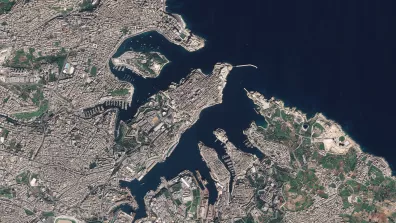 Image satellite de Malte et sa capitale La Valette