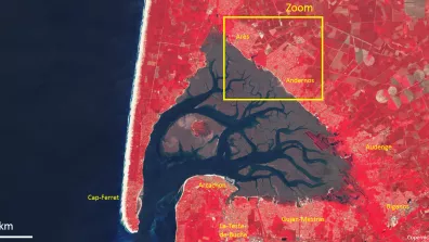 image satellite du Bassin d’Arcachon