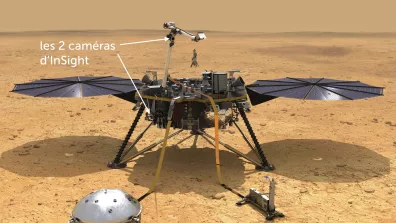 Dessin d'artiste représentant l'atterrisseur InSight de la NASA