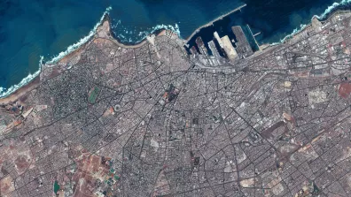 Image satellite de Casablanca, ville portuaire située à l'ouest du Maroc