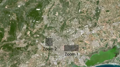 Image satellite de Montpellier, ville du sud de la France