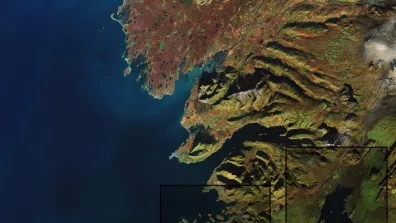 image satellite du sud-ouest de l'Islande