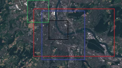 Image satellite de Bâle, ville située dans le nord-ouest de la Suisse 