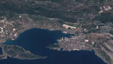 Image satellite de la ville de Split, située sur la côte dalmate en Croatie
