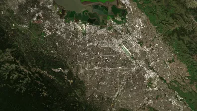 Image satellite de la baie de San Francisco en Californie