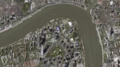 Image satellite du quartier de Lujiazui  dans la ville de Shanghai en Chine