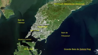 image satellite de Vladivostok, ville portuaire du Pacifique