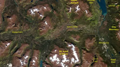 Image satellite de Whitehorse, une des plus grande ville située dans le Nord du Maroc