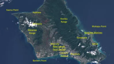 Image satellite de l’île d’Oahu