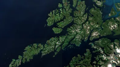 image satellite du cercle polaire, l'image des îles Lofoten