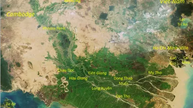 Image satellite du delta du Mékong, au Vietnam