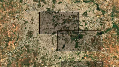 Image satellite de Bangalore, grande métropole dans le sud de l'Inde