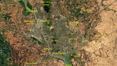 Image satellite de la plus grande ville du Myanmar (ex-Birmanie)