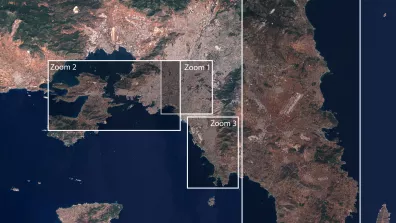 Image satellite d'Athènes, capitale actuelle de la Grèce