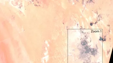 Image satellite d'Al-Hufuf ou Hofuf, capitale de l'oasis d'Al-Hassa en Arabie saoudite