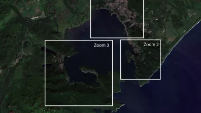 Image satellite de Petropavlovsk, ville de la Fédération de Russie et la capitale du Kamtchatka