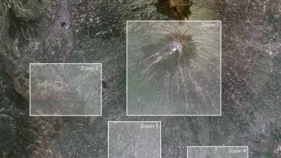 Image satellite du Merapi, volcan indonésien situé sur l'île de Java