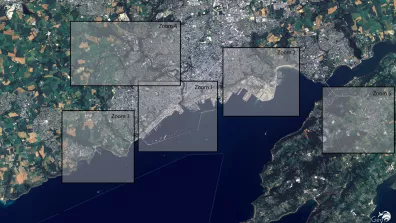 Image satellite de Brest, ville portuaire bretonne
