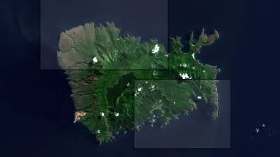 Image satellite de l'île de Nuku Hiva, située dans l’archipel des Marquises en Polynésie française