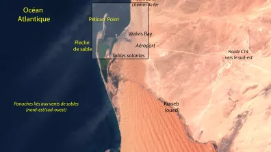 Image satellite de Walvis Bay, ville portuaire située sur la côte de la Namibie