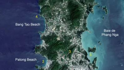 Image satellite de la mer d'Andaman, cette image de Phuket en Thaïlande