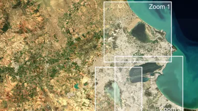 image satellite de la Tunis, capitale de la Tunisie