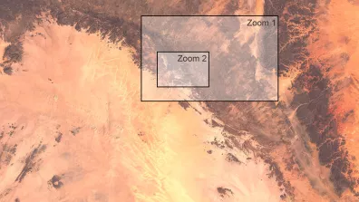 Image satellite du sud-est du Sahara algérien, à la frontière avec la Libye