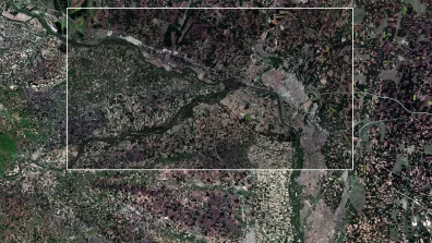 Image satellite de la vallée de l'Evros, à la frontière de la Grèce et de la Turquie