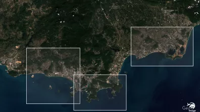Image satellite du Sud de la Chine, montre la ville de Sanya sur l’île de Hainan