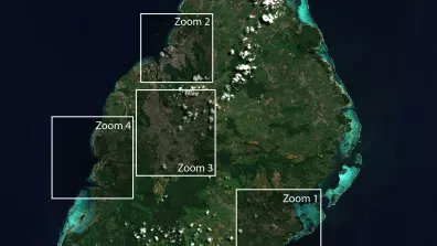 Image satellite de l'île Maurice dans l'océan Indien