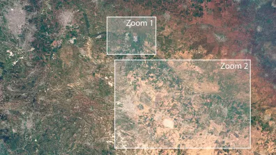 image satellite de la frontière entre la Jordanie et la Syrie