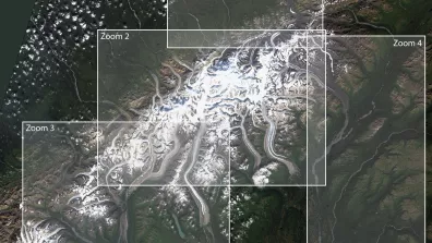 Image satellite du Denali, plus haut mont d'Amérique du Nord (Alaska)